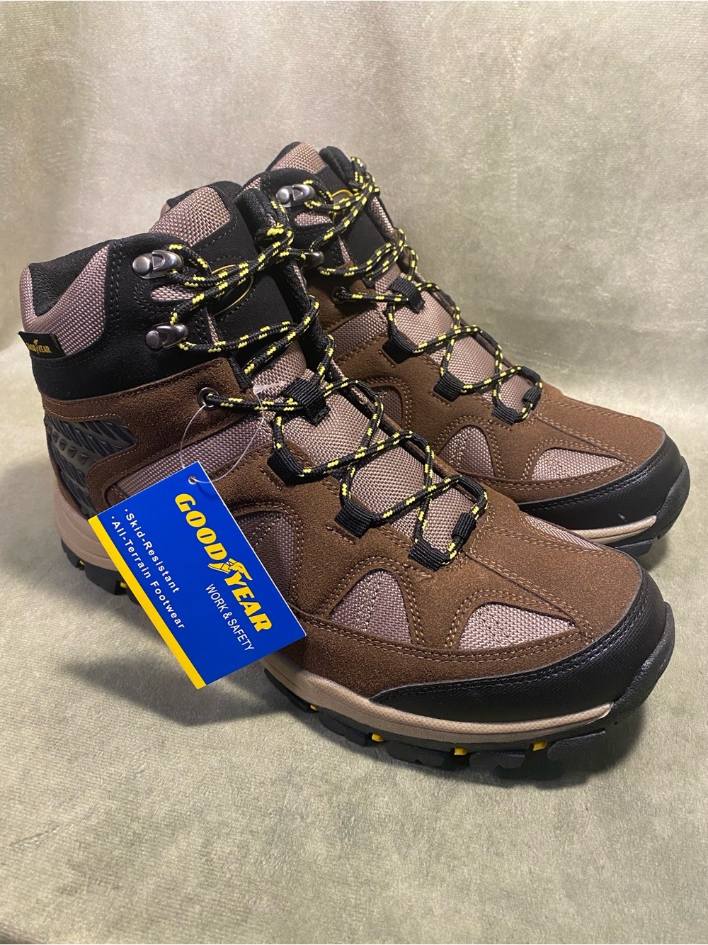 Men's Brown Waterproof Work Boots with Padded Ankle